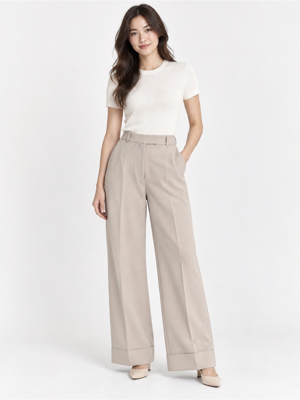 Abercrombie & Fitch Curve Love Ultra High Rise Wide Leg Cuffed Pants 27/4 NWT